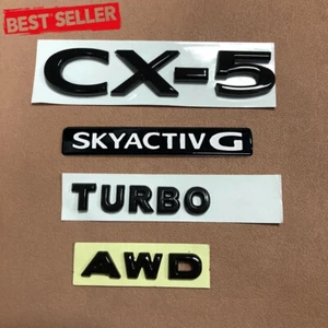 Black White 4X For CX-5 AWD SKYACTIV G Turbo Rear Hatch Badge Emblem Replace New - Picture 1 of 3