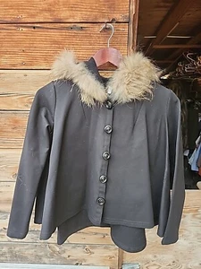 WOMEN'S GENUINE COYOTE HOODED BLACK COTTON BUTTON JACKET..SIZE LARGE - Bild 1 von 5