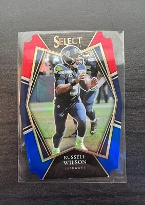 2021 Panini Select Russell Wilson Premier Level Red/Blue Die Cut Prizm - Image 1 of 2