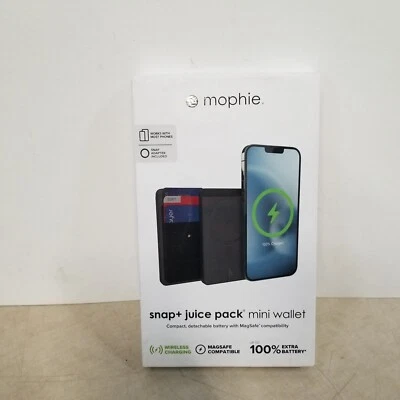 Mophie Snap+ Juice Pack Mini Wallet Portable Charger & Card Holder BLACK - Image 1 of 4