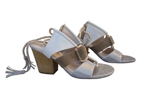 STUDIO ISOLA Women’s Size 10 Shoes Beige and Ivory Tie Back Tassel Block Heel - Picture 1 of 13