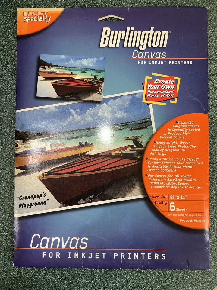 Vintage Burlington Canvas Inkjet Printer Sheets 4 Sheets 8.5 x 11  Opened Pack - Image 1 of 2