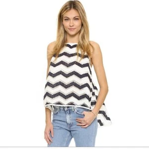 Milly Chevron Trapeze Mesh Camisole Sleeveless Cami Top - Picture 1 of 11