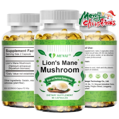 Lions Mane Mushroom Nootropic 120 Capsules Brain Memory Focus Immune Support - Image 1 of 4