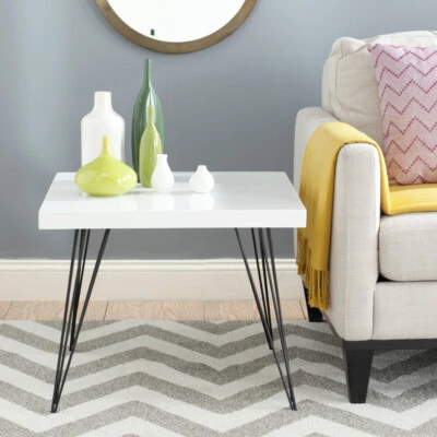 Mesa de centro SAFAVIEH Wolcott retro Mid-Century cuadrada lacada | blanca/negra | Foto 1 de 4