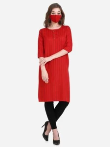 Women Readymade Regular Cotton Rayon Ethnic Long Shirt Tunic Kurtis Kurti Dress - Picture 1 of 12