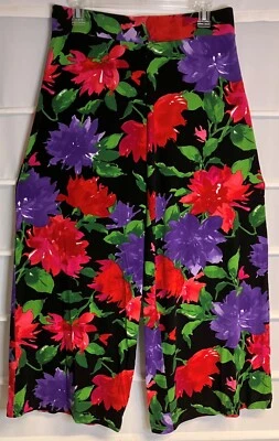 Ralph Lauren Red Purple Green Floral Print Stretch Knit Pants PM EC! - Image 1 of 4