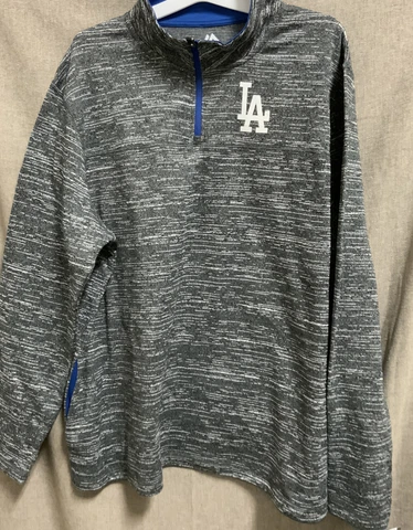 🧷 MLB LOS ANGELES DODGERS MENS SWEATSHIRT 2XL, HEATHER CHARCOAL 🆕 Cover