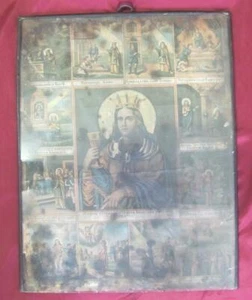 18C. ANTIQUE ORIGINAL RUSSIAN CHRISTIAN ICON w/METAL FRAME RARE - Picture 1 of 10