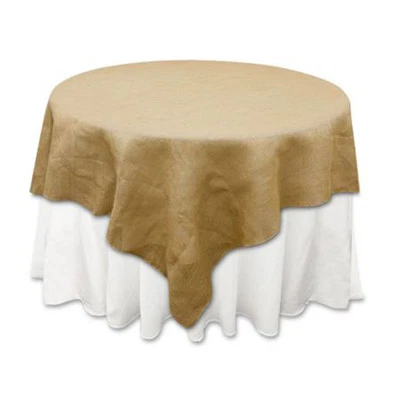 Tablecloth Burlap Natural Square Overlay 81 Inch By Broward Linens - Image 1 of 3
