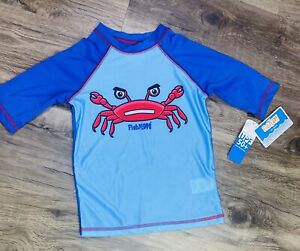 Fish Flops Rashguard Blue and Red Swim Shirt Lobster Size 4/5 NWT