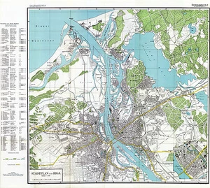 1941 MAPA DE LA CIUDAD de RIGA (Letonia), 1:25 000, edición especial, REIMPRESIÓN - Imagen 1 de 4