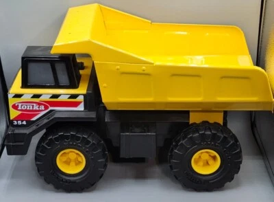 Hasbro TONKA 354 Metal Pressed Steel 2012 Yellow Dump Truck Toy 17" x 11" x 8" - Image 1 of 4