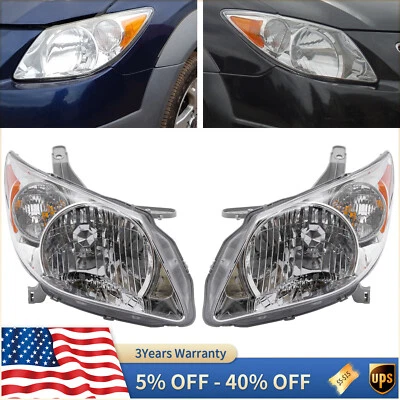 Pair Left & Right For 2005-2008 Pontiac Vibe Wagon Headlamps Assembly Headlights - Image 1 of 4