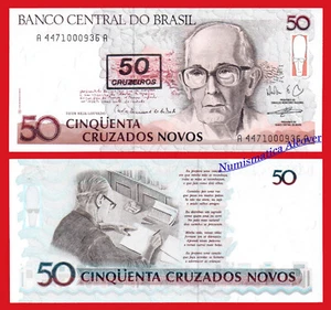 BRASIL BRAZIL 50 Cruzeiros sobre 50 cruzados 1990 Pick 223 SC / UNC - Imagen 1 de 1