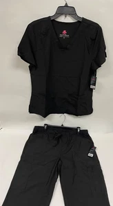 Natural Uniforms Women's Top & Pants Cool Stretch Black Scrub Set Size Large - Picture 1 of 6