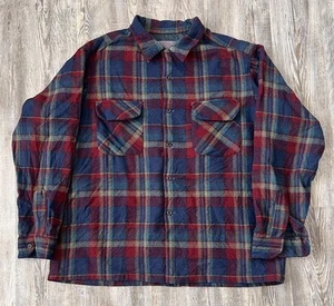 Vintage 60s Pendleton Board Shirt Plaid Flap Pockets Top Loop Collar Size XL - Picture 1 of 10