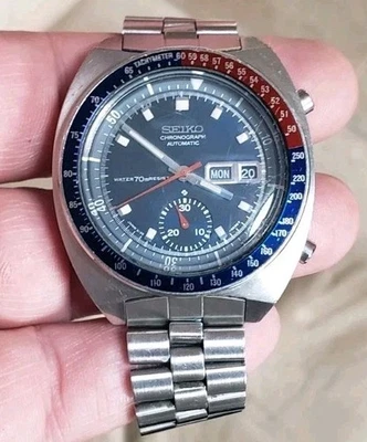 Reloj Automático De Colección Seiko 6139-6002 Azul Pepsi Cronógrafo, Pulsera Original  Foto 1 de 4