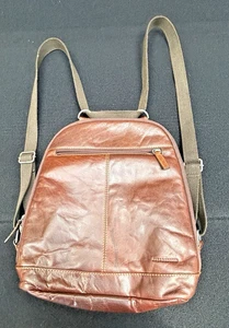 Jack George's Brown Leather Voyager Backpack Crossbody Convertible Zipper Pocket - Picture 1 of 12
