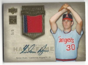 2005 UD UPPER DECK HALL OF FAME NOLAN RYAN 5/5 GAME USED WORN JERSEY PATCH AUTO - Picture 1 of 2