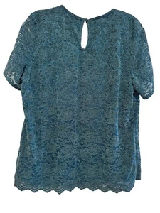 Teddi Rose • Ladies' • Lace Top Blouse Shirt Teal Blue. Lined. Soft XXL - Picture 1 of 2