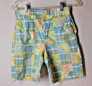 HARTSTRINGS Girls Sz 14 Pastel Plaid Patchwork Shorts Adj Waist 100% Cotton  - Picture 1 of 6