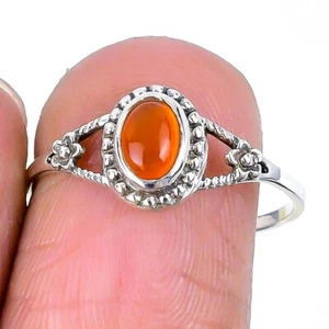 Natural Carnelian 925 Solid Silver New Statement Birthday Daughter Ring Size 8.5 - Picture 1 of 8