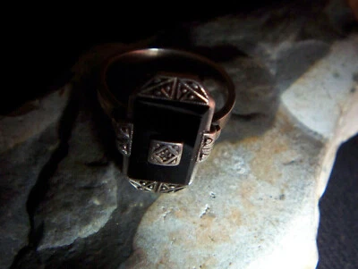 Wundervoller-Art De-Co-Ring-Silber-Geprüft-Diamant-signiert-1920-50 - Bild 1 von 4