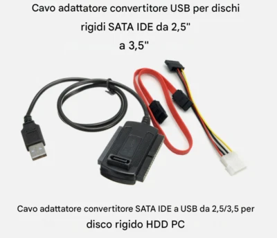 CAVO USB ADATTATORE CONVERTITORE DISCHI HDD SATA IDE EIDE USB 2.0 - Immagine 1 di 4
