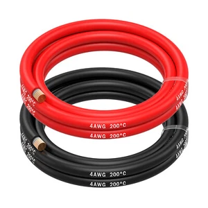4 AWG Silicone Electronics Cable - 4 Gauge (21.2mm²) - 2 Cables Each 1.5m / 5ft - Picture 1 of 6
