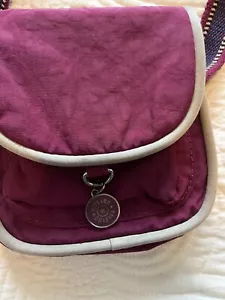 kipling Alvar Crossbody Bag small purple Nylon with Monkey Key chain - Picture 1 of 17
