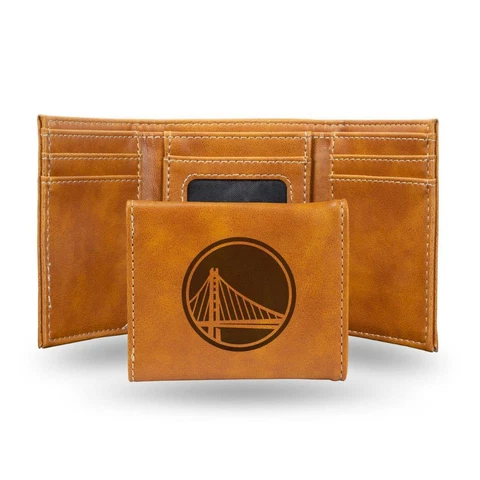 Golden State Warriors Laser Engraved Leather Trifold Wallet [NEW] Billfold ID Cover