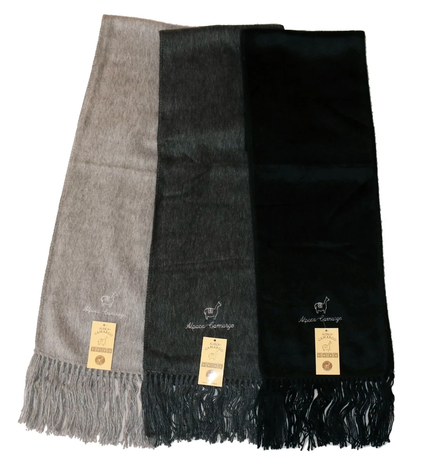 Alpaka Schal Schwarz Anthrazit Grau Alpaca Wolle Peru Indio Inka Lama Winter