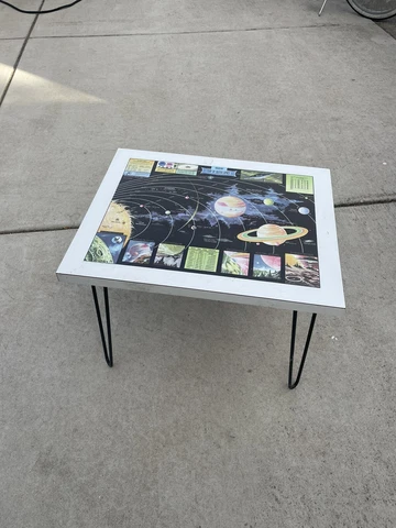 Vintage Mid Century Coffee Table Solar System Map Rand McNally Iron Hairpin Legs Cover