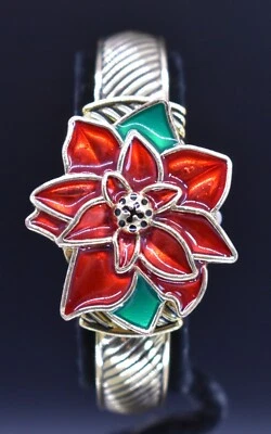 Reloj De Colección ESFERA OCULTA Mujer Flor Esmalte Años 80 Puño Estate Tono Dorado BATERÍA NUEVA Foto 1 de 4