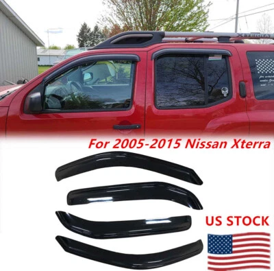 4Pcs Sun Rain Guards  Window Visor Wind Deflector For 2005-2015 Nissan Xterra - Image 1 of 4