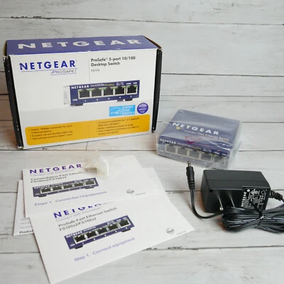 Netgear ProSafe FS105 5-Port 10/100 Fast Ethernet Switch w/ AC Adapter - Image 1 of 4