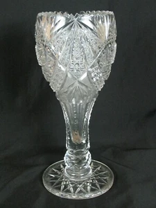 ANTIQUE ABP AMERICAN BRILLIANT ABCG CUT GLASS 12" CHALICE VASE - Picture 1 of 12