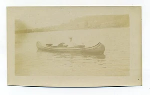 Postal Akron Ohio cancelar, canoa motorizada, "Hazel", 1910 RPPC - Imagen 1 de 2