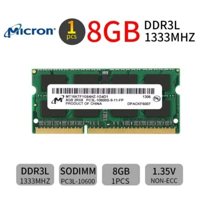 Micron 8GB 4GB 2G PC3L-10600S DDR3L 1333MHz 204Pin SODIMM Laptop Memory RAM LOT - Image 1 of 4