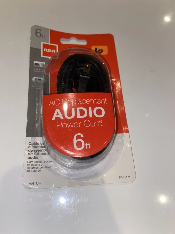 RCA 6ft Universal AC Replacement Power Cord for Radios Cassette Decks Boom Boxes - Image 1 of 1
