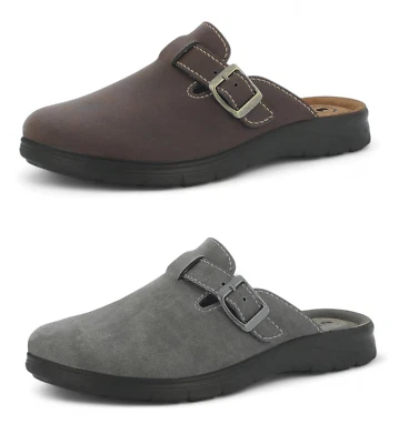 INBLU pantofole uomo chiuse invernali sabout ciabatte casa plantare vera pelle