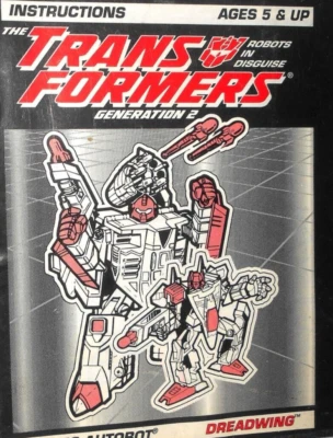 G2 Transformers DREADWING Generation 2 instructions complete booklet 1993 two - Image 1 of 2