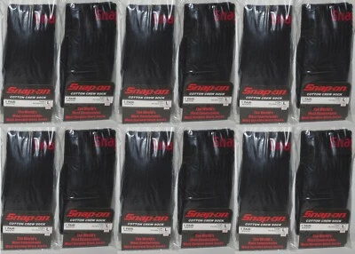 12 Snap-On CREW Socks BLACK LARGE ~ FREE SHIPPING ~ MADE IN USA  12 PAIRS *NEW* - Image 1 of 4