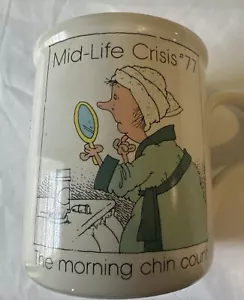 American Greetings Mid-Life Crisis #77 "The Morning Chin Count" Coffee Mug 1985 - Picture 1 of 4