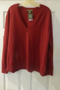 NWT Eddie Bauer Womens XXL Shell Button V-Neck Pullover Red - Picture 1 of 3