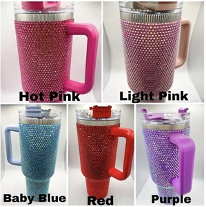 Rhinestone Tumbler Stainless Steel 40oz with Handle - Picture 1 of 15