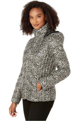 MICHAEL KORS Leopard Cheetah Lightweight Packable Hooded Insulated Jacket Size L - Image 1 of 4