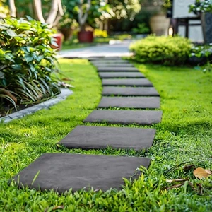 Square Stomp Stone Grey Slate Stepping Stone Primeur Recycled Rubber 30cm x4 - Picture 1 of 9