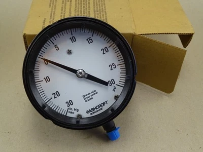 Ashcroft 4.5" Duragauge 30in. HG vac-30 PSI Gauge 1/4, 45-1279AS-02L-30IMV&30# - Image 1 of 4